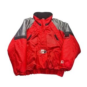 Vintage Starter Detroit Red Wings Pullover Jacket Mens Medium NHL Hockey Red